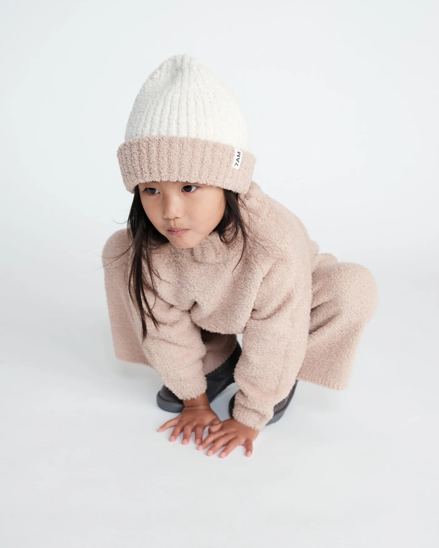 7 AM - Fuzzy Two-Tone Ribbed Beanie