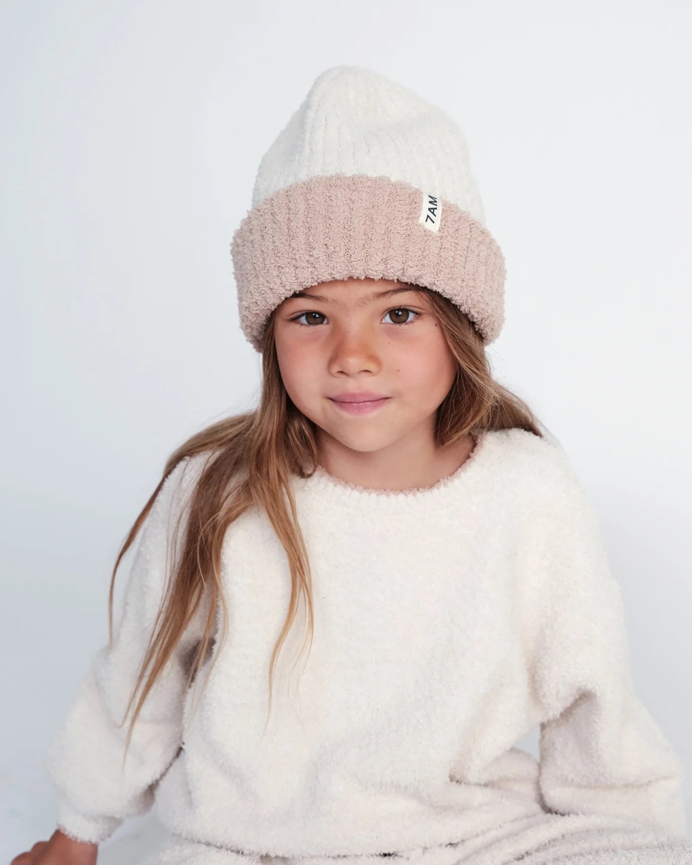7 AM - Fuzzy Two-Tone Ribbed Beanie