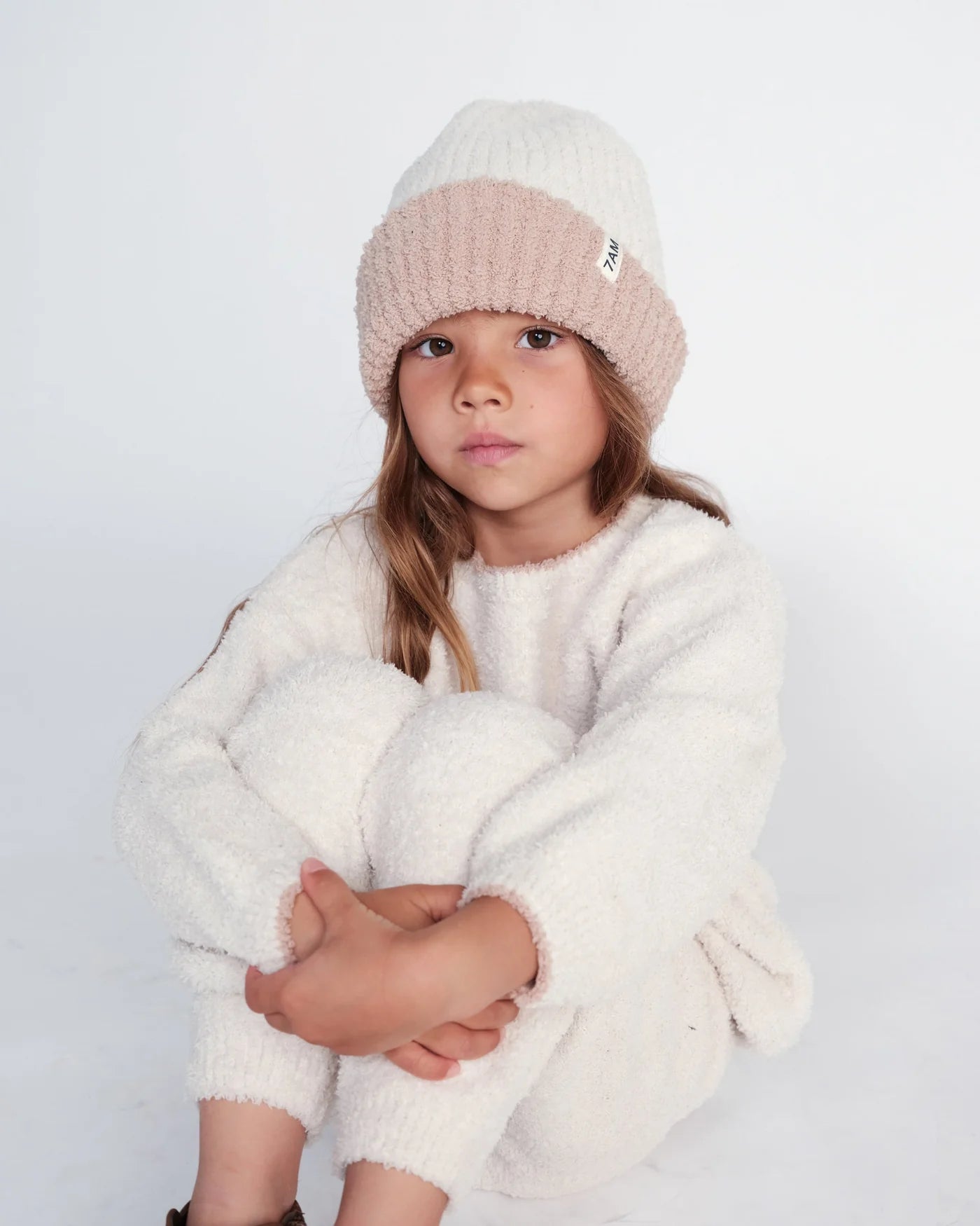 7 AM - Fuzzy Two-Tone Ribbed Beanie
