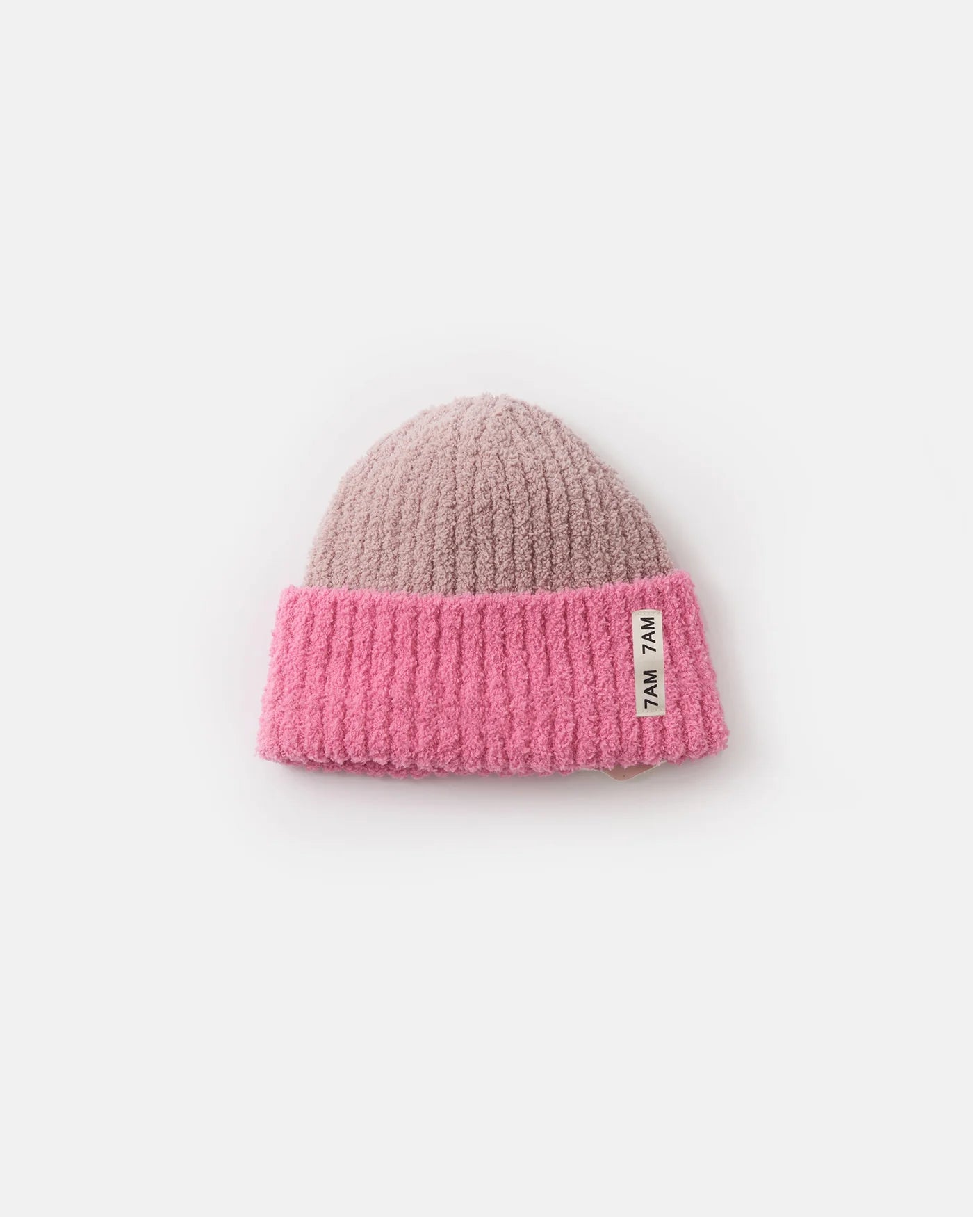 7 AM - Fuzzy Two-Tone Ribbed Beanie