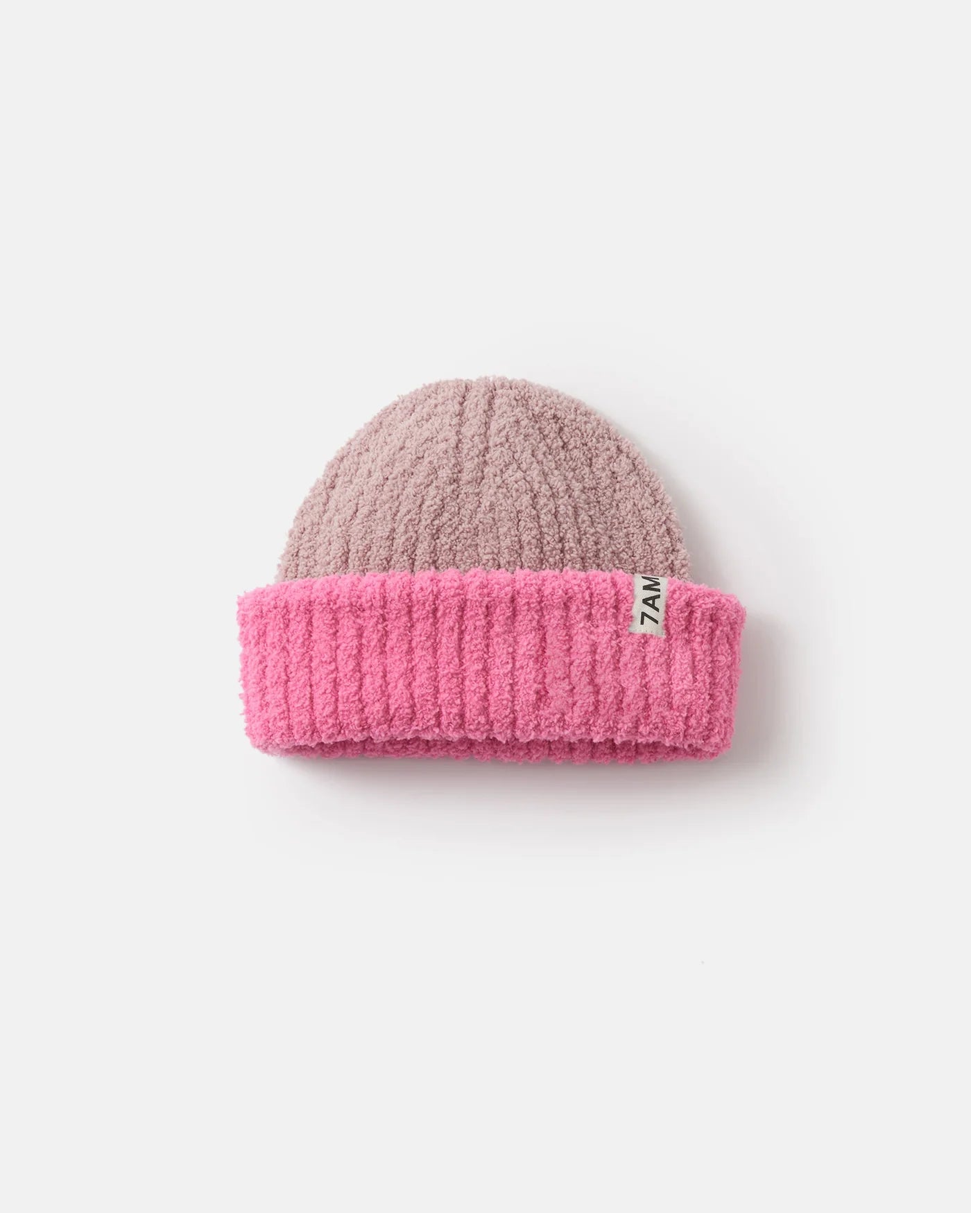 7 AM - Fuzzy Two-Tone Ribbed Beanie