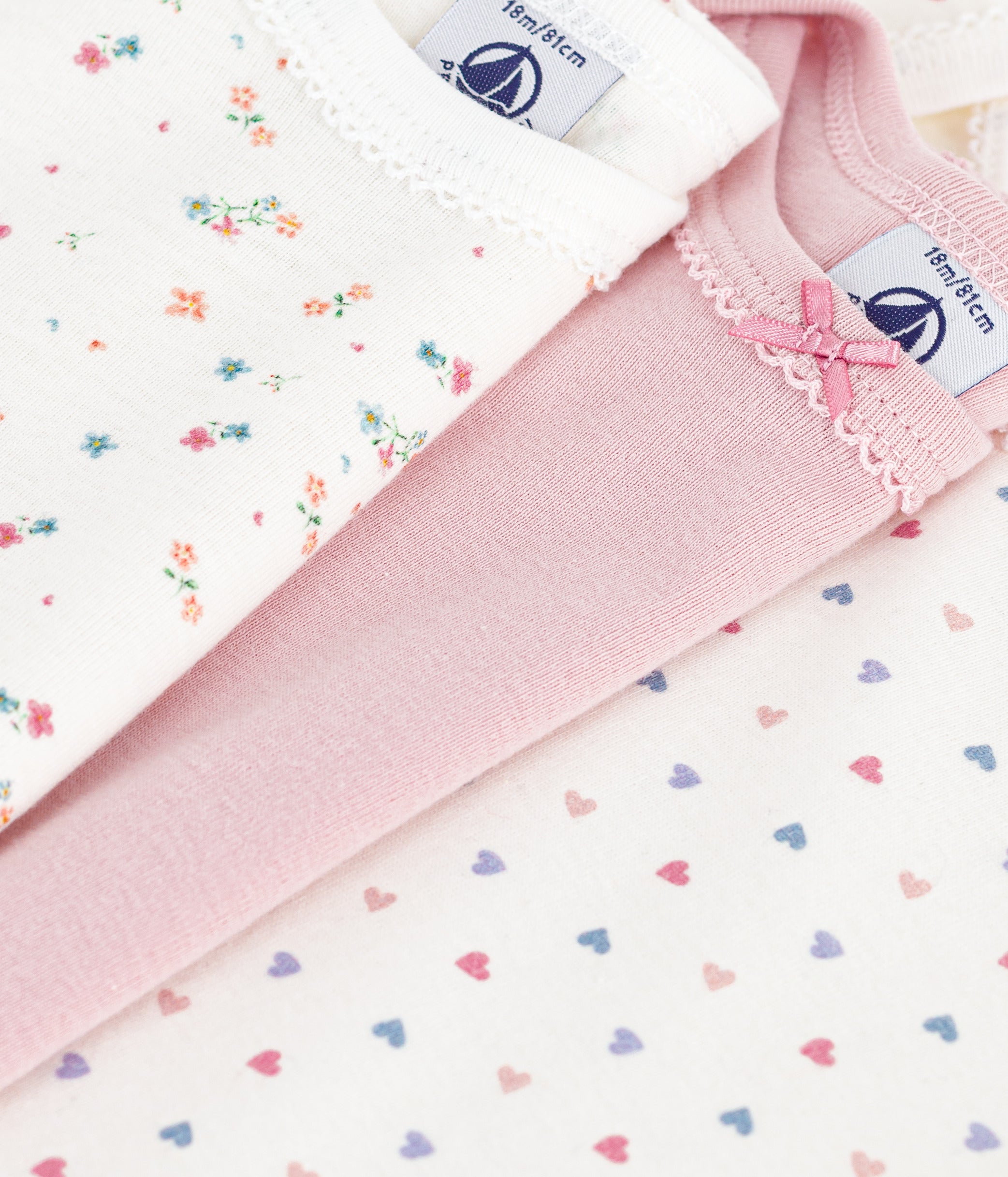 Petit Bateau - Pack of 3 Long Sleeve Bodysuits