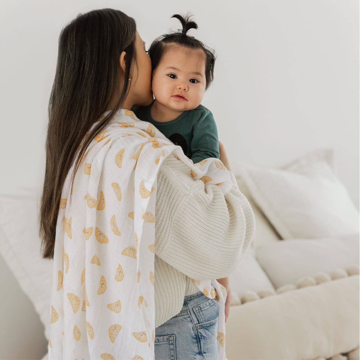 Perlimpinpin - Cotton Muslin Swaddle - Croissants