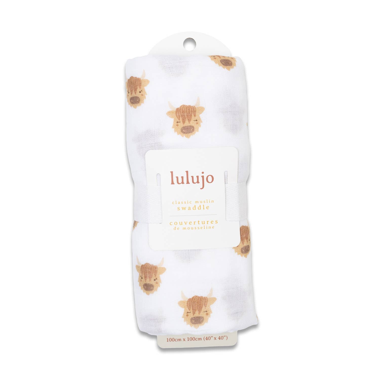 Lulujo - Couverture d'emmaillotage en mousseline de coton - Vache Highland