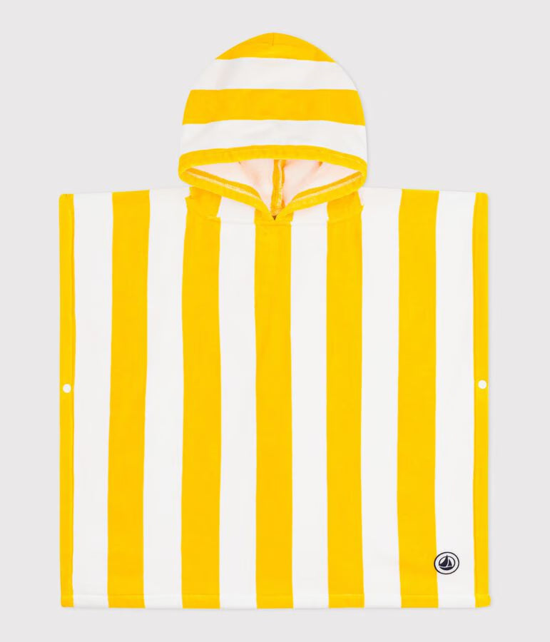 Petit Bateau - Poncho de bain enfant en coton éponge à rayures