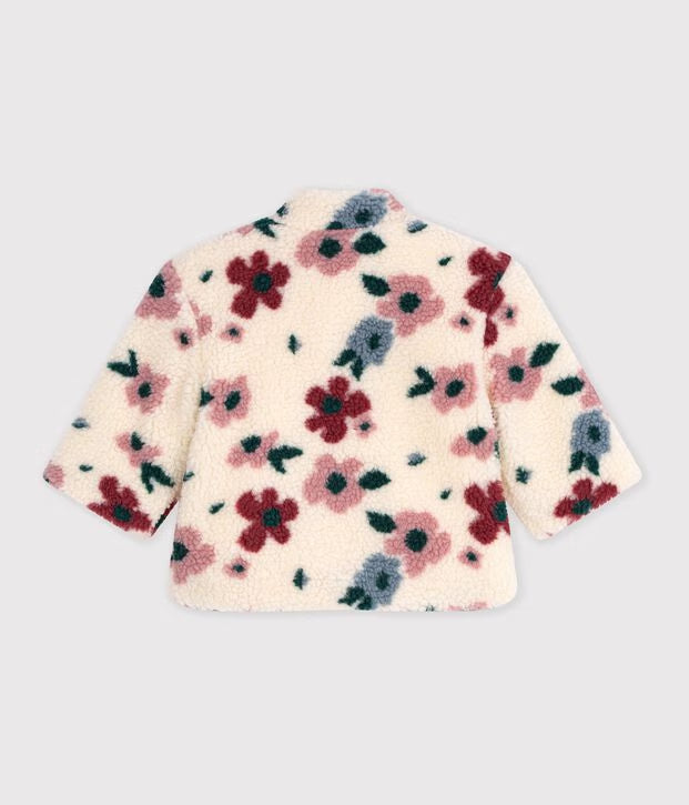 Petit Bateau - Manteau bébé ouatiné en sherpa imprimée fleurs