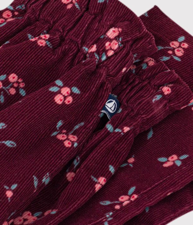 Petit Bateau - Pantalon Bébé en velours imprimé à fleurs