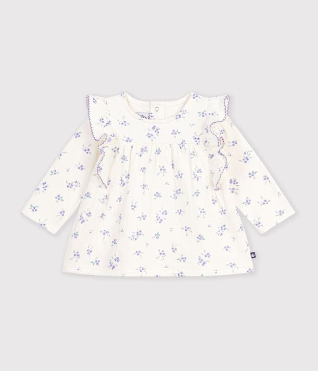 Petit Bateau - Blouse bébé en coton manches longues imprimée fleurs