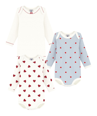 Petit Bateau - Lot de bodies manches longues en coton imprimé bébé