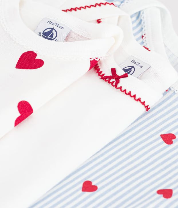 Petit Bateau - Pack of long-sleeved printed cotton baby bodysuits