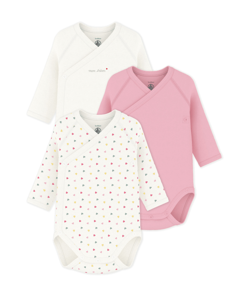 Petit Bateau - Pack of 3 Long Sleeve Bodysuits