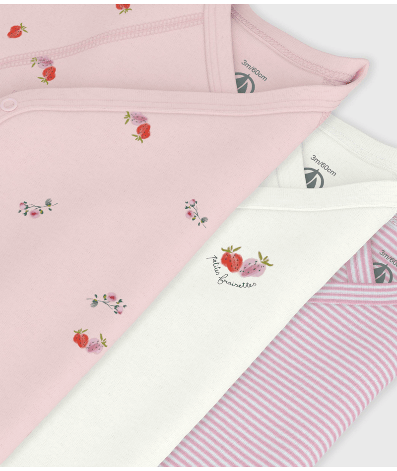 Petit Bateau - Pack of babies' short-sleeved printed cotton wrapover bodies