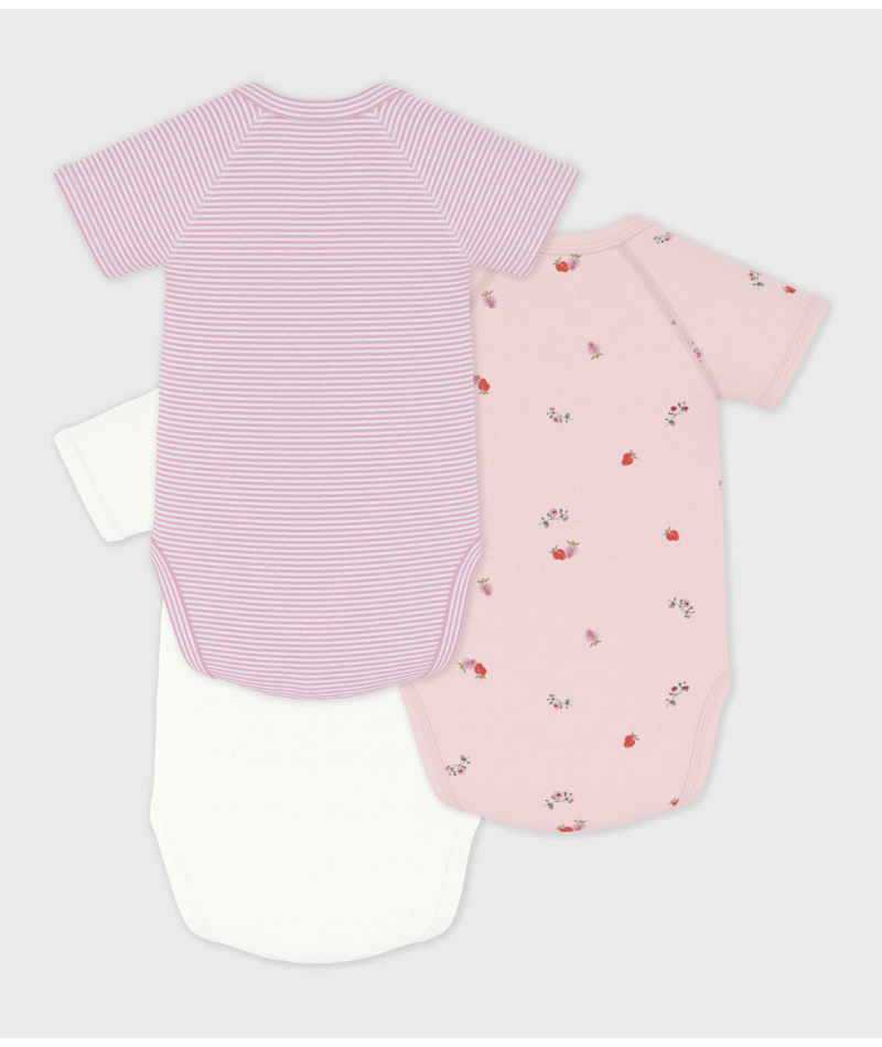 Petit Bateau - Pack of babies' short-sleeved printed cotton wrapover bodies