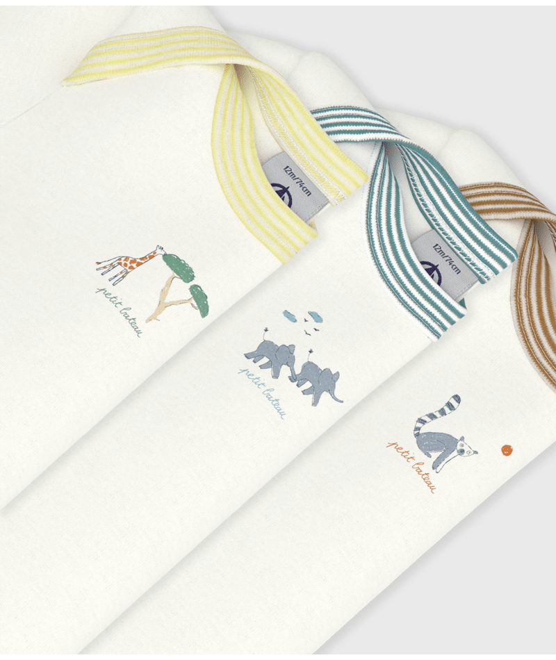 Petit Bateau - Pack of babies' short-sleeved plain cotton bodies