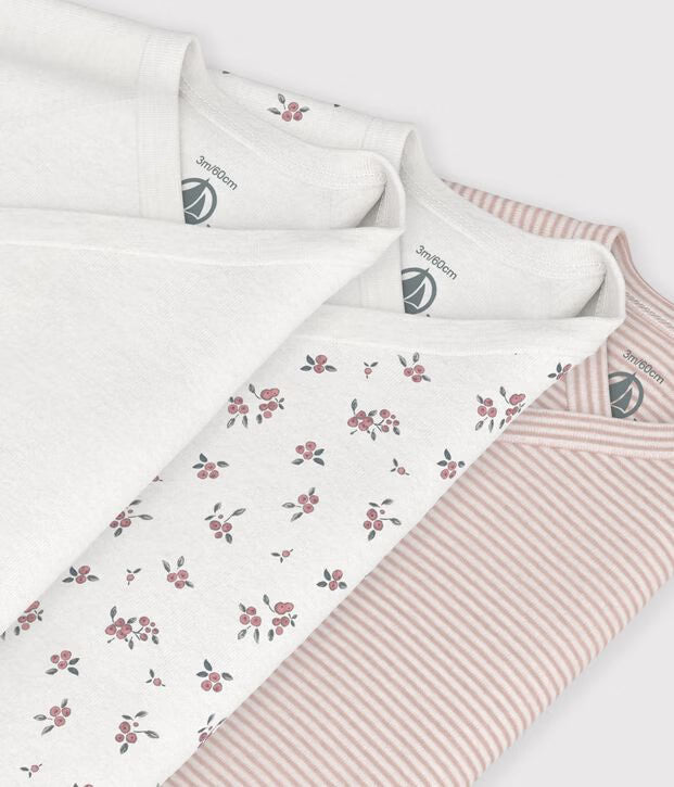 Petit Bateau - Pack of Printed Cotton Long-Sleeve Crossover Baby Bodysuits