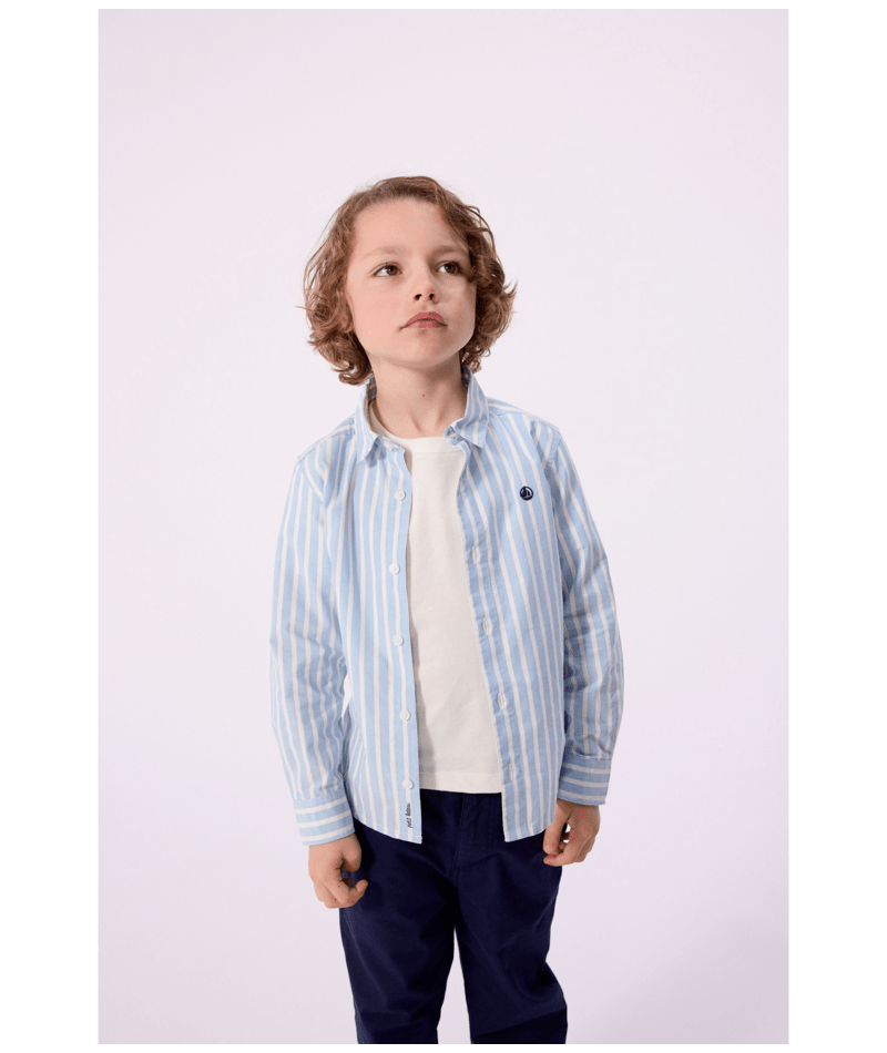 Petit Bateau - Children's long-sleeved stripy cotton shirt