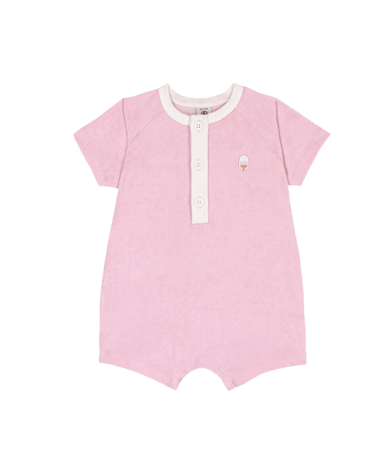 Petit Bateau - Combinaison courte bébé en coton unie