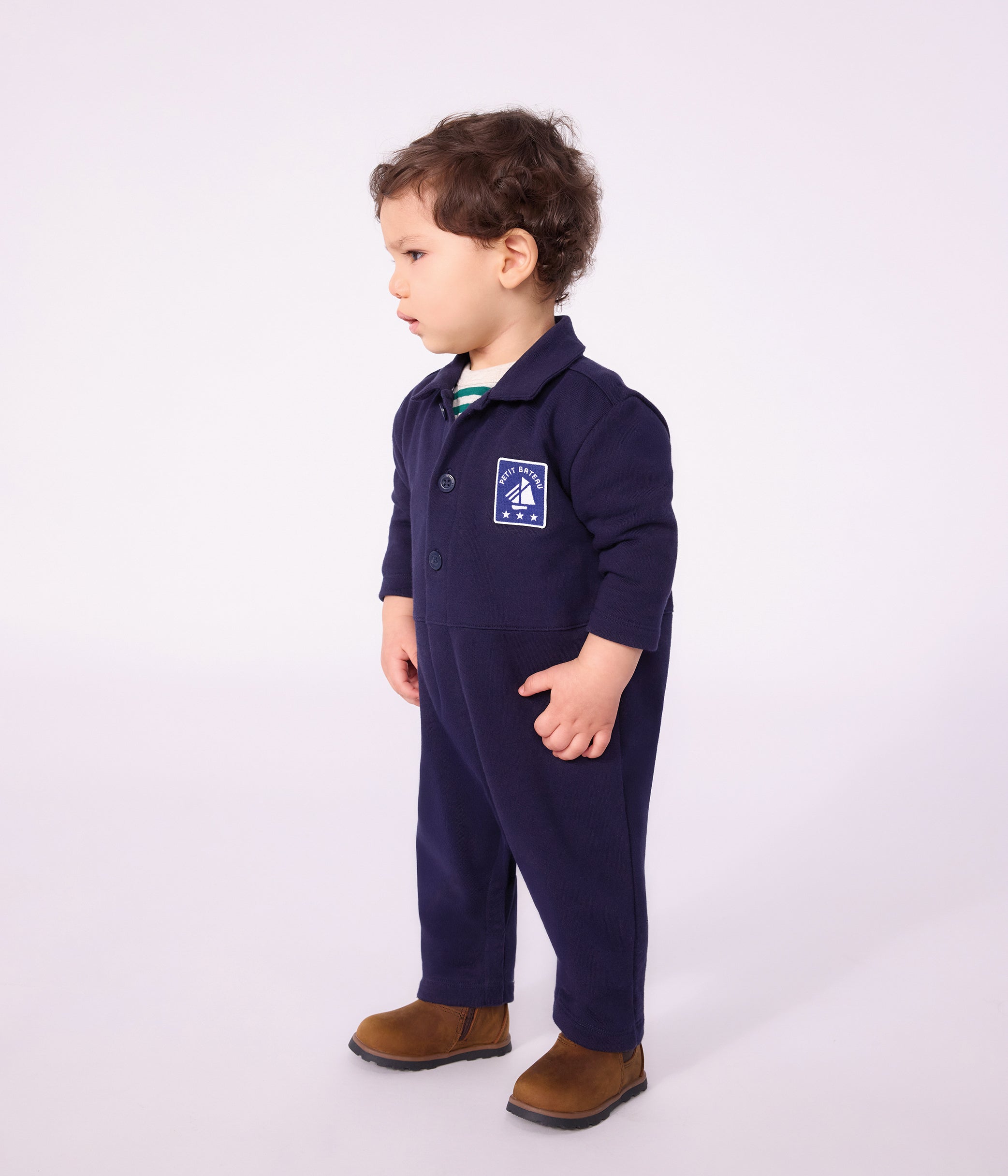Petit Bateau - Combinaison longue bébé en coton uni