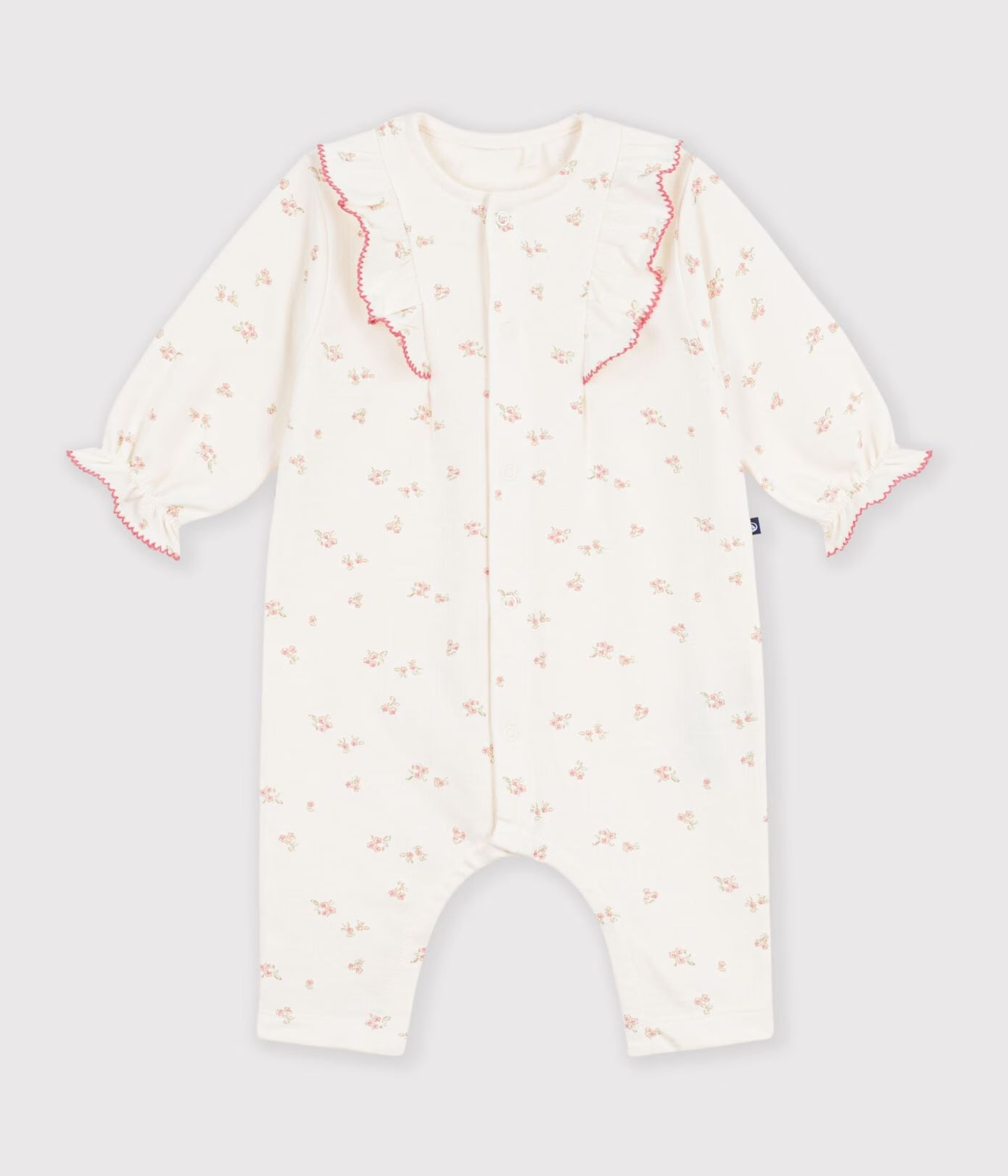 Petit Bateau - Baby girl's floral print ruffle cotton bodysuit