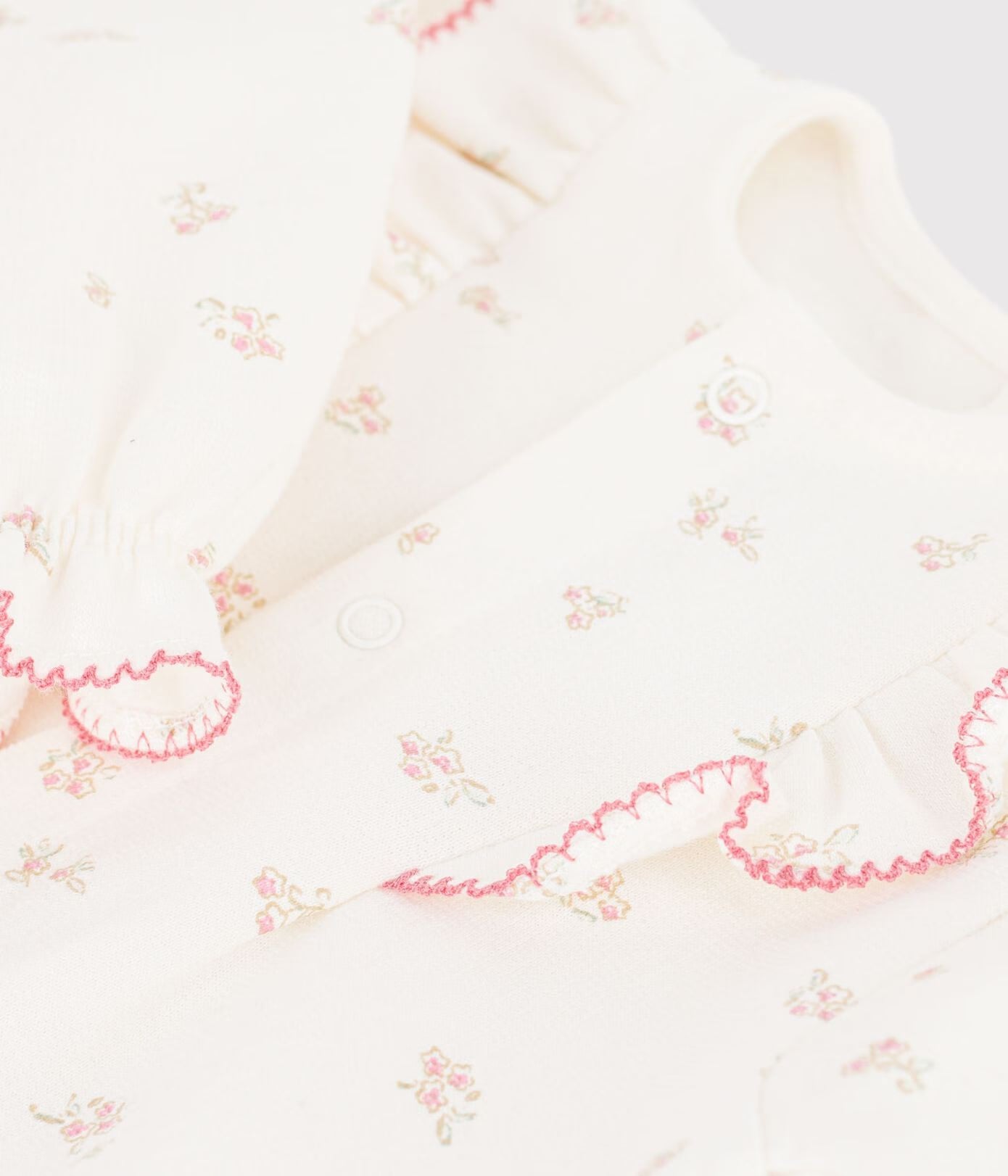Petit Bateau - Baby girl's floral print ruffle cotton bodysuit