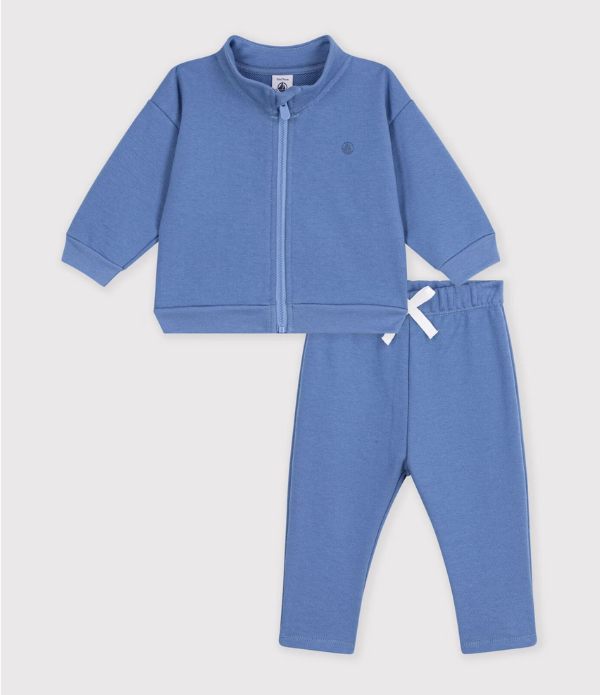 Petit Bateau - Ensemble sweatshirt et pantalon bébé en coton uni