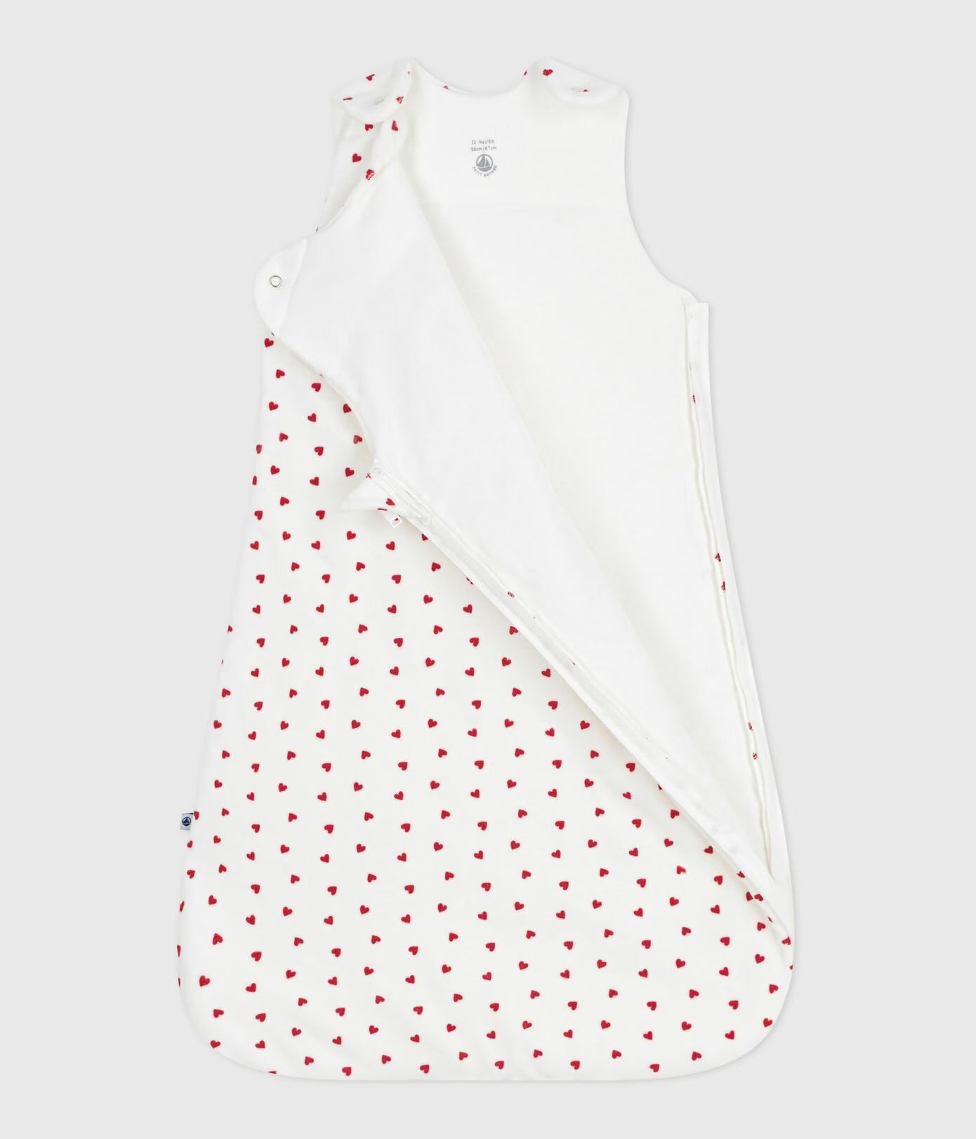 Petit Bateau - Baby sleeping bag in heart-print velvet TOG 3