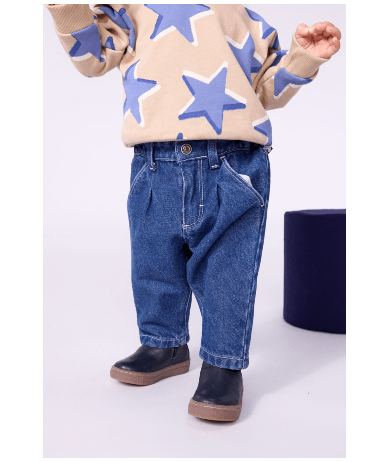 Petit Bateau - Pantalon bébé en denim uni