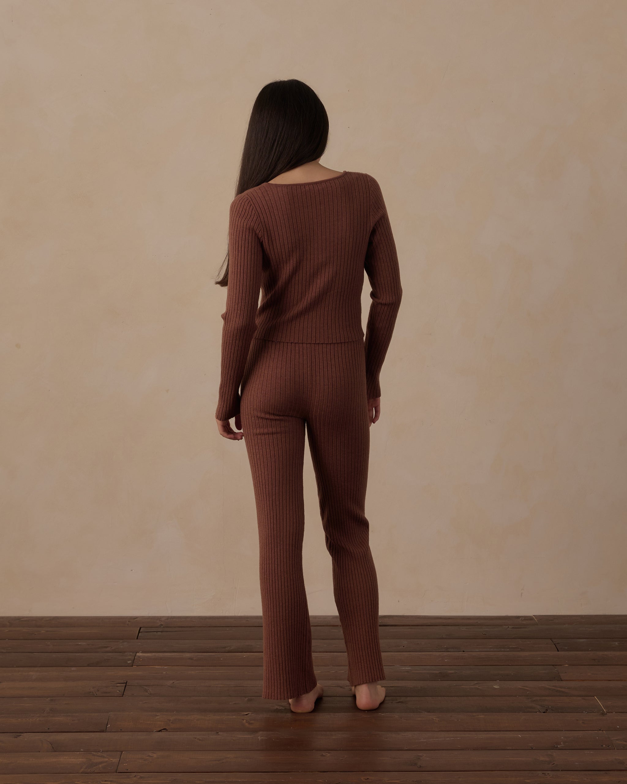 Rylee + Cru - Murger Ribbed Knit Flared Trousers