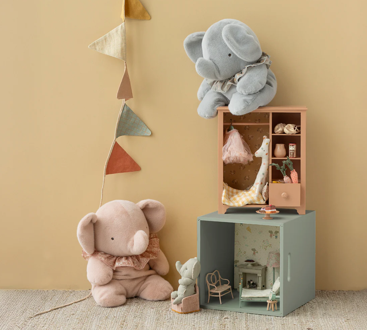 Maileg - Peluche éléphant, grand format - Couleur poudre