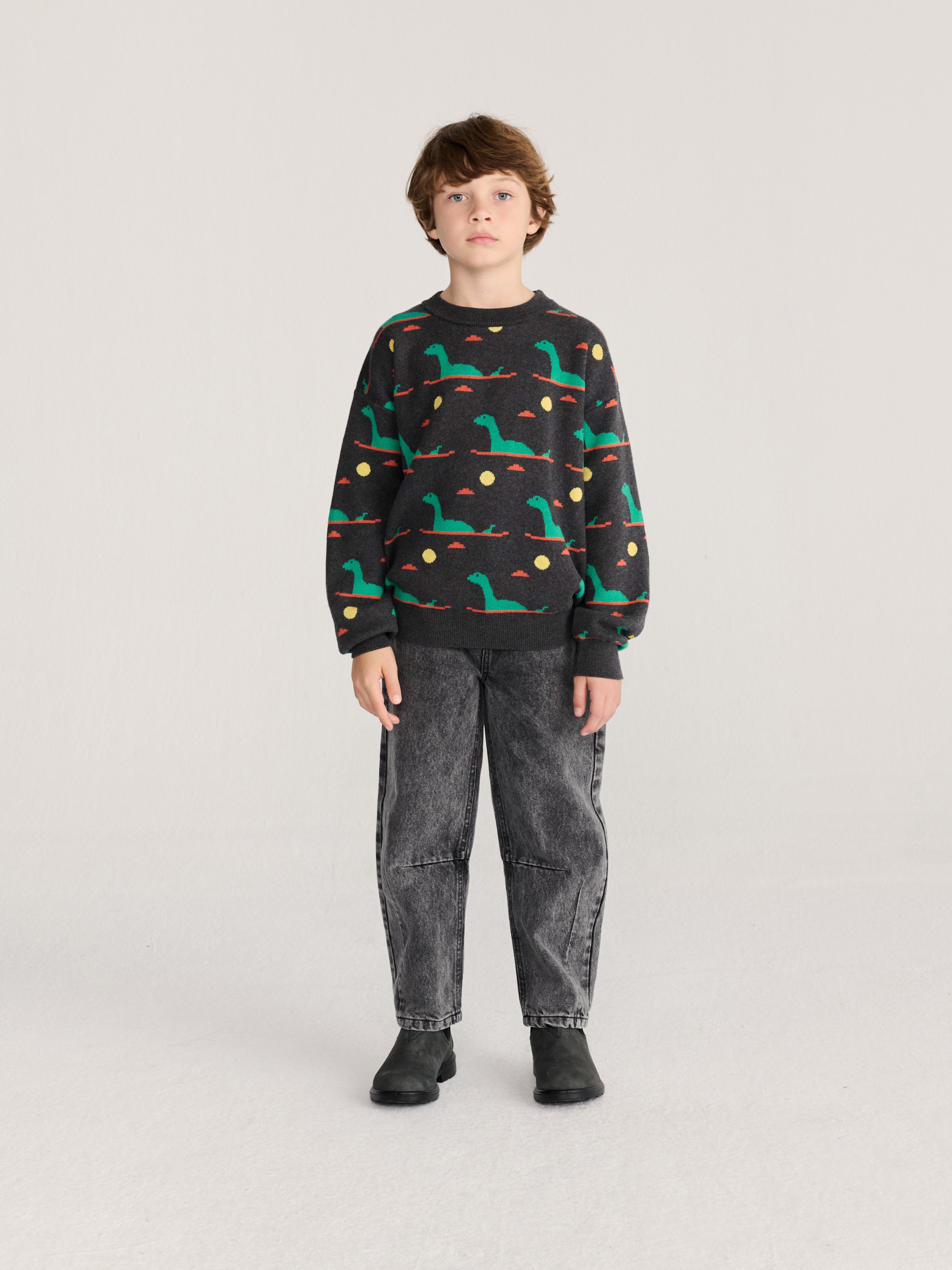 Bobo Choses - Pull jacquard imprimé intégral Lake Monster