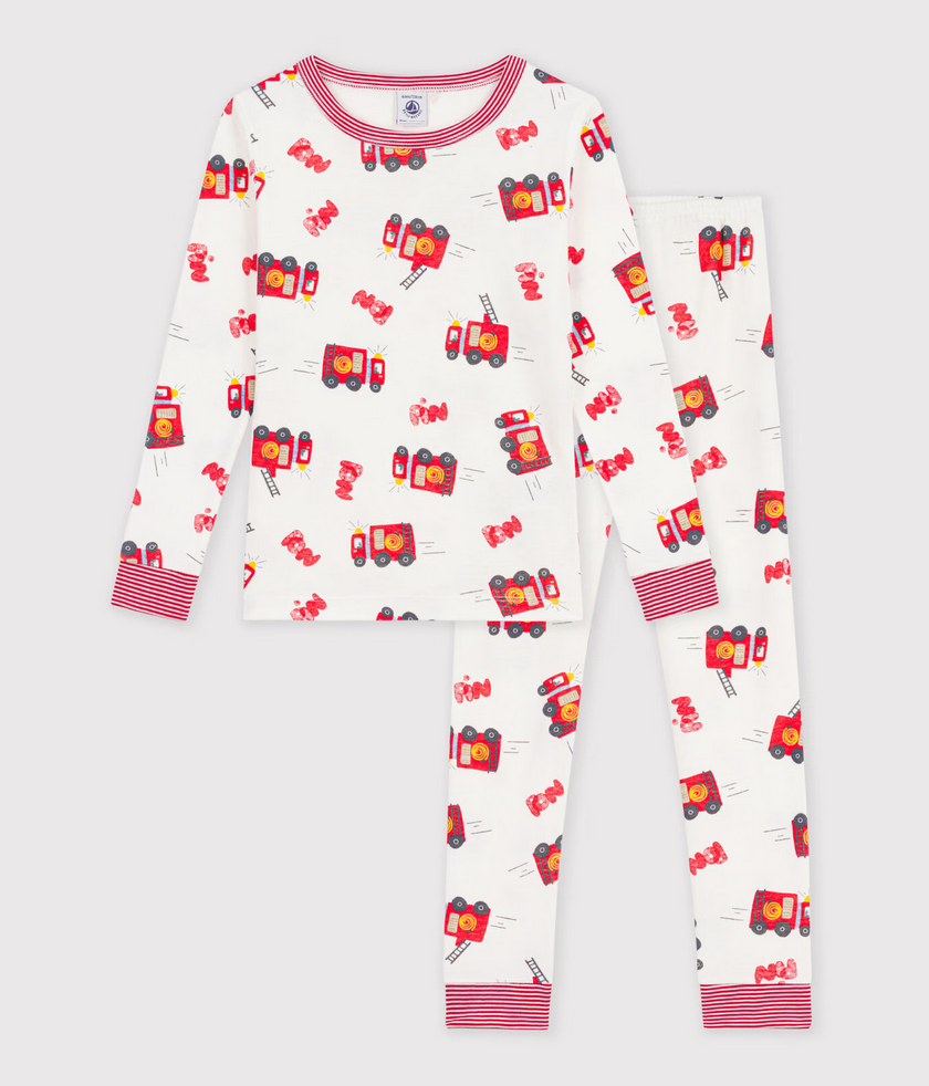 Petit Bateau - Pyjama très ajusté enfant en coton imprimé pompier