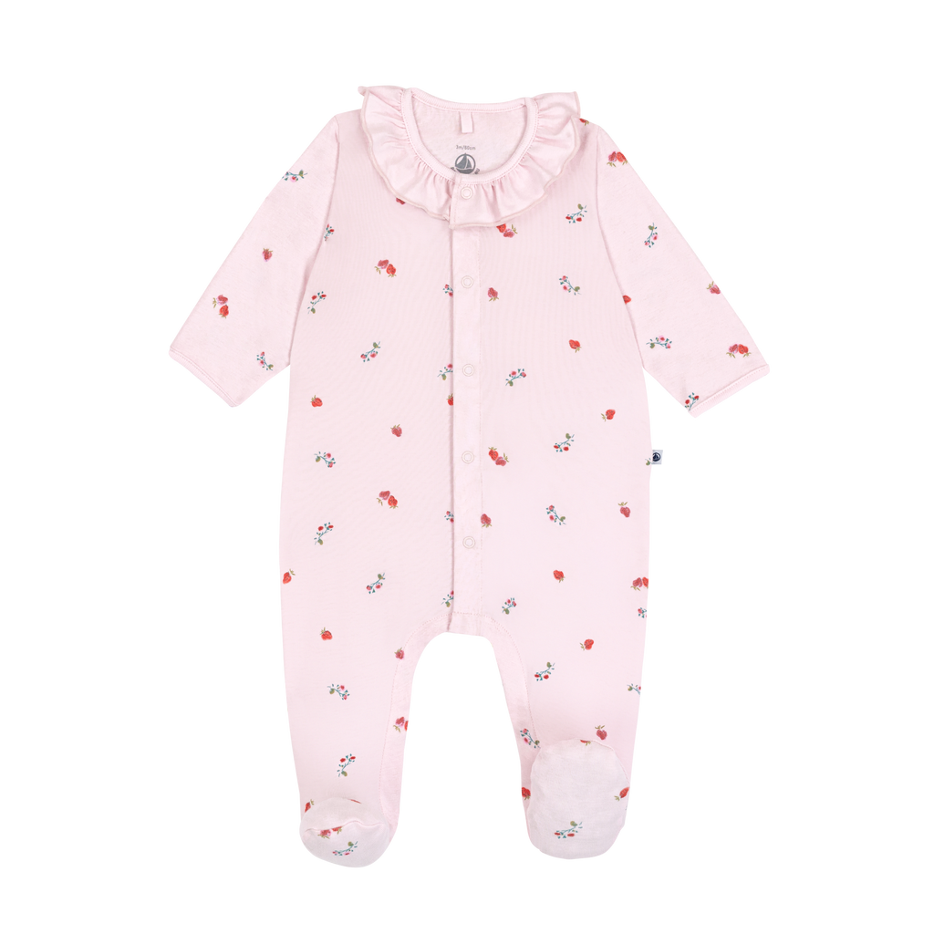 Petit Bateau Pyjama Dors-Bien Velours Bébé Fille - Col Pétale Chaud Et Raffiné