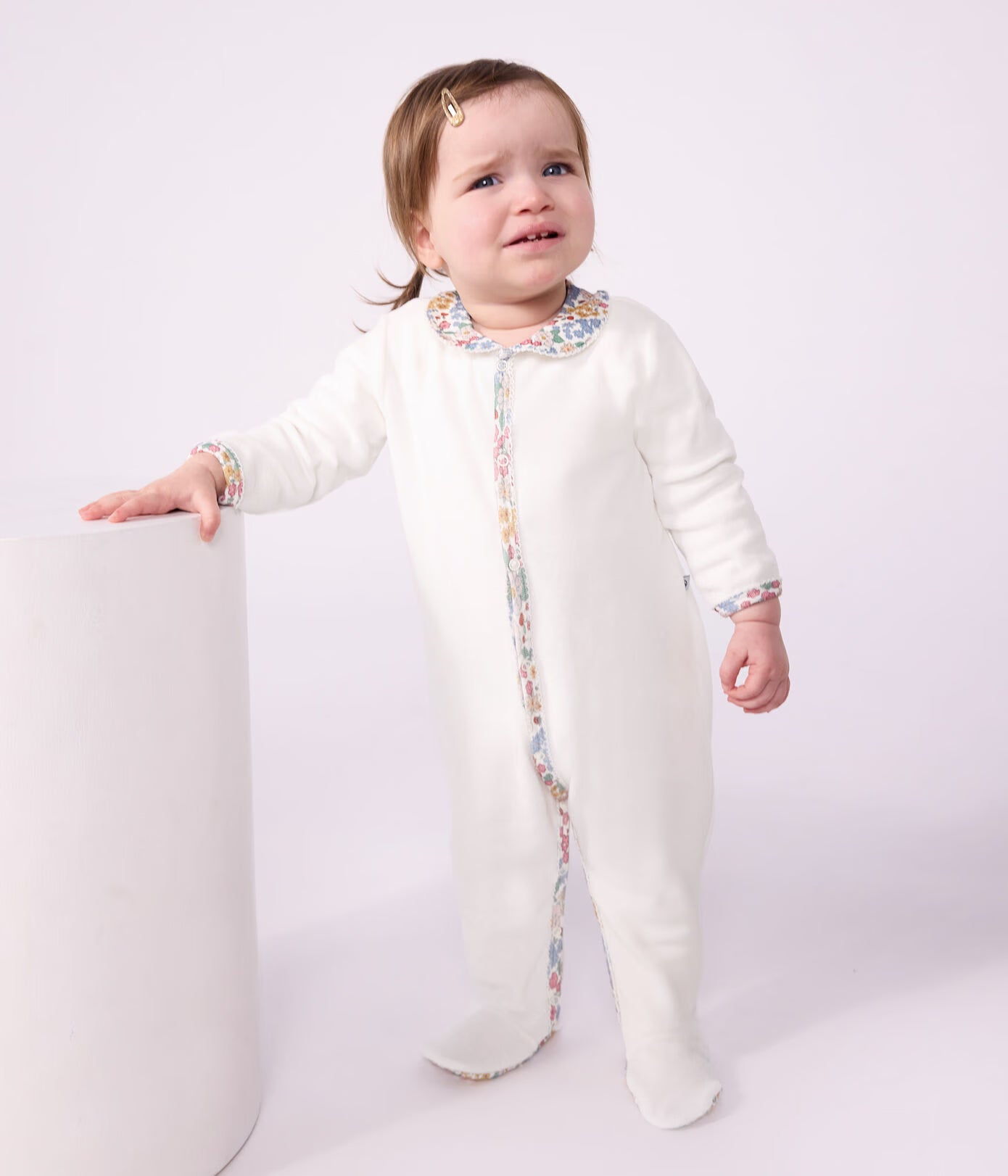 Petit Bateau - Plain baby pyjamas with collar