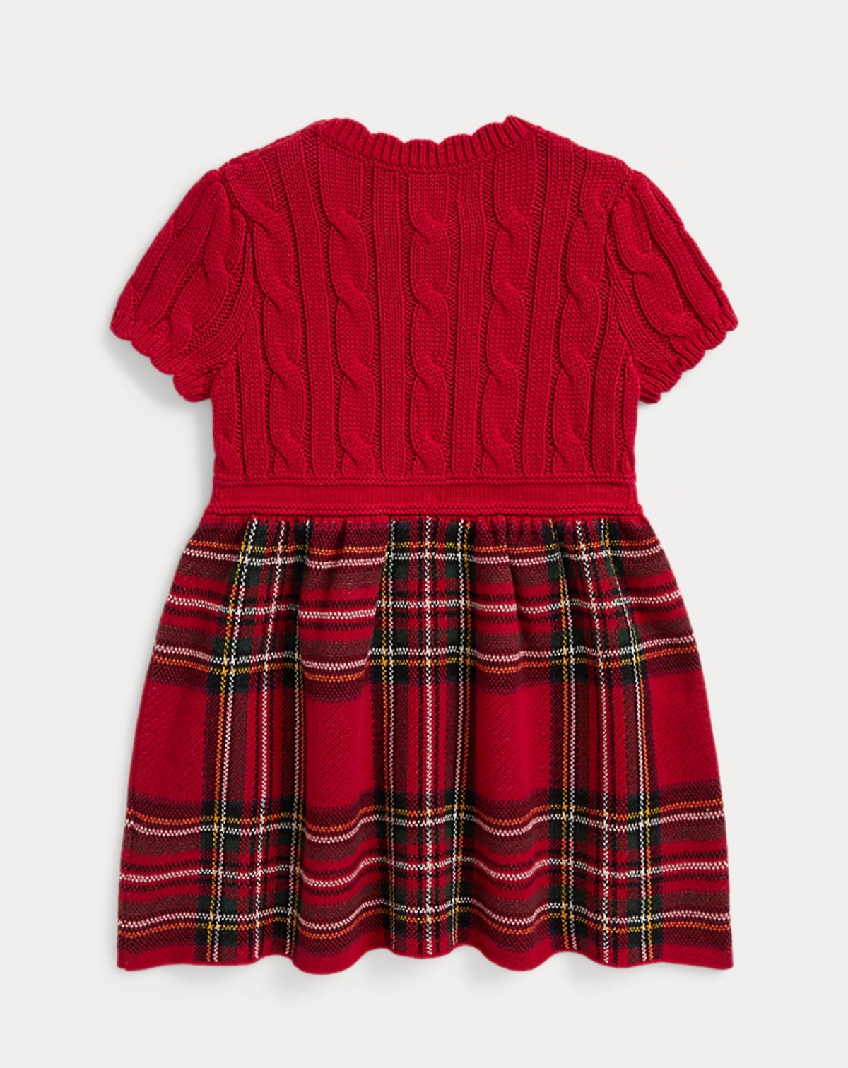 Polo Ralph Lauren - Robe-pull en coton torsadé avec jupe à motif écossais