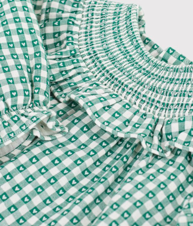 Petit Bateau - Robe bébé en coton manches longues vichy