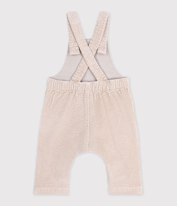 Petit Bateau - Salopette bébé en velours jambes longues unie
