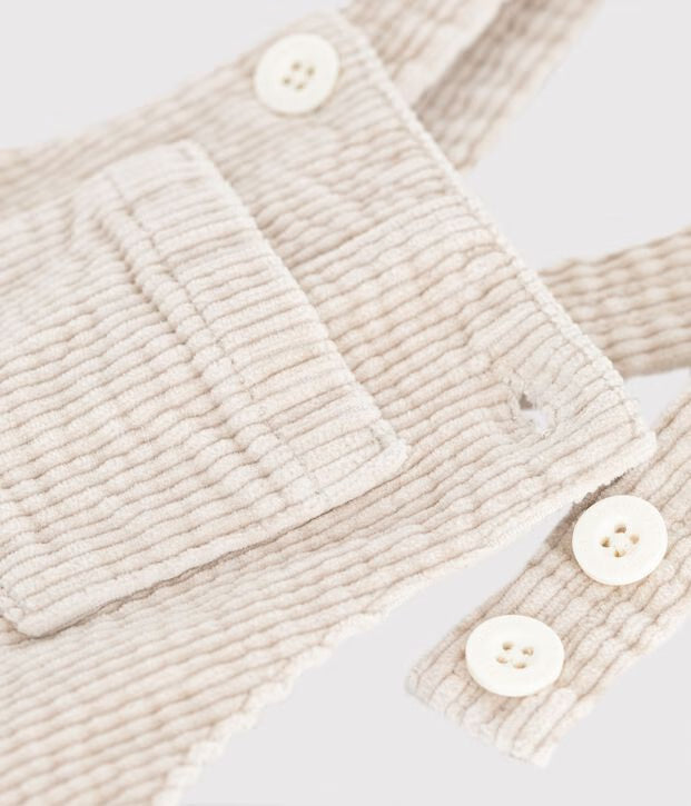 Petit Bateau - Salopette bébé en velours jambes longues unie