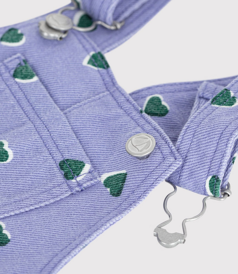 Petit Bateau - Baby long-leg twill dungarees with heart print