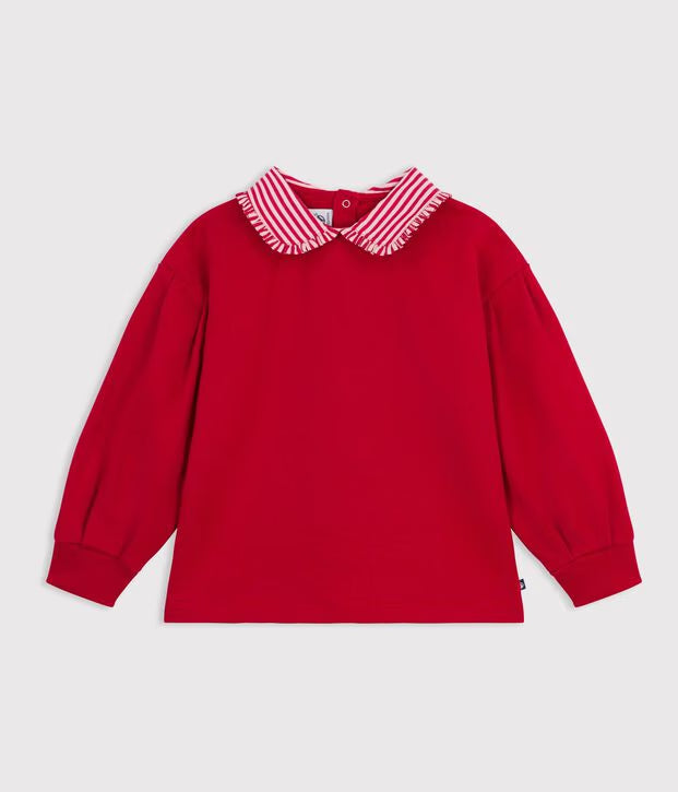 Petit Bateau - Sweatshirt à col enfant en coton uni