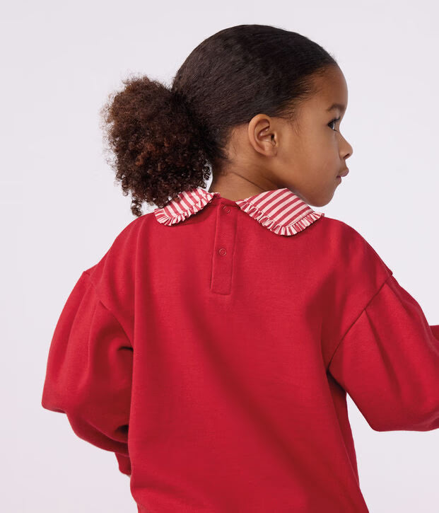 Petit Bateau - Sweatshirt à col enfant en coton uni