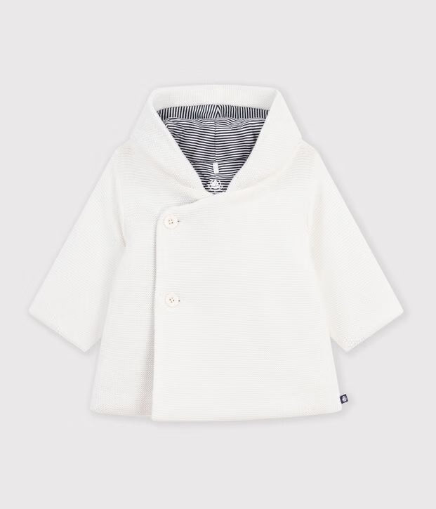 Petit Bateau - Veste bébé ouatinée en tricot et doublure milleraies