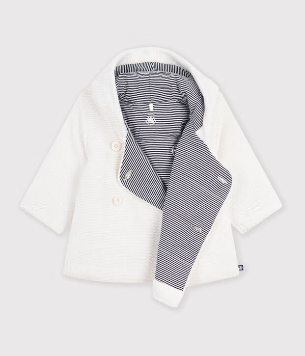 Petit Bateau - Veste bébé ouatinée en tricot et doublure milleraies