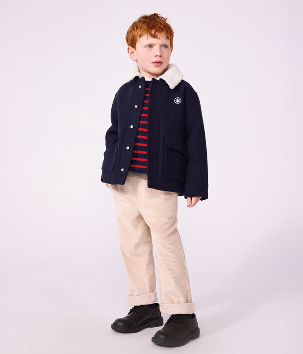 Petit Bateau - Veste esprit caban enfant en draps de laine uni