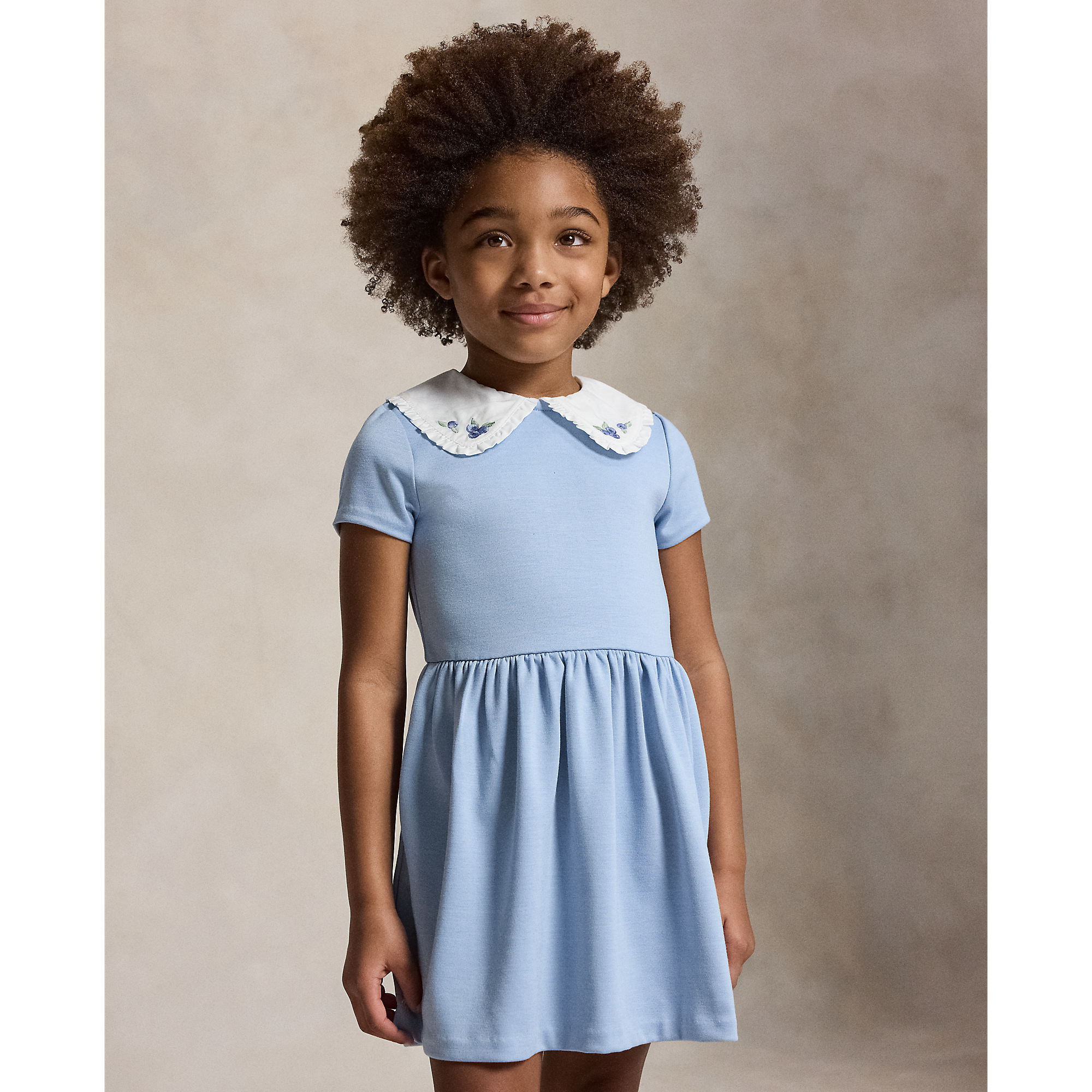 Polo Ralph Lauren - Robe extensible en ponte à col bleuets