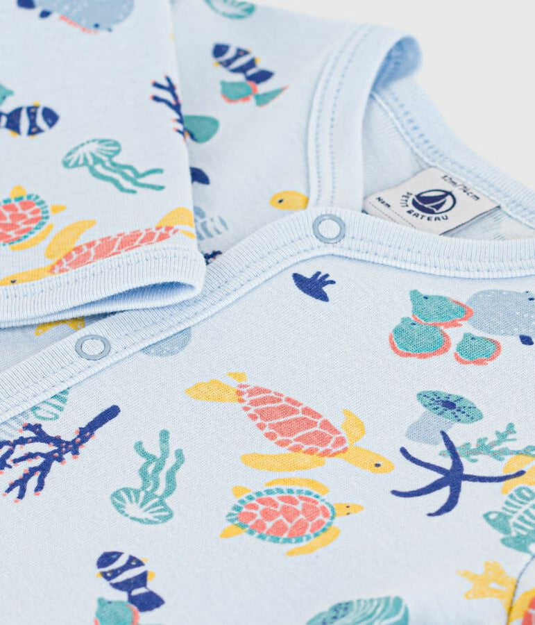 Petit Bateau - Babies' glow in the dark marine print cotton pyjama suit