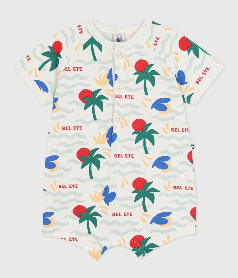 Petit Bateau - Combinaison courte bébé en coton imprimée