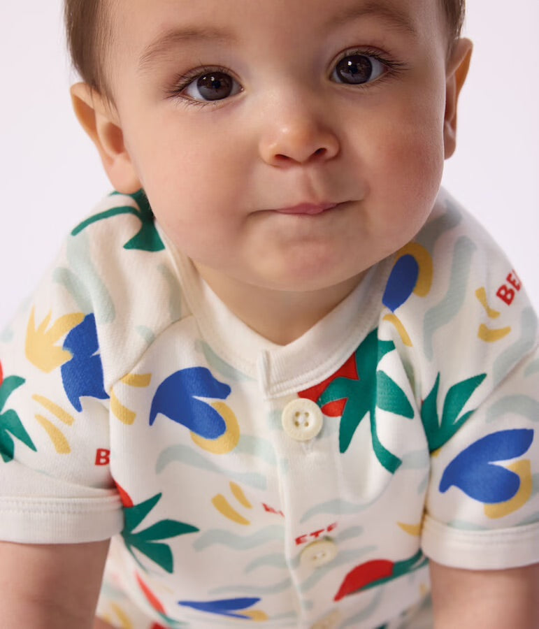 Petit Bateau - Combinaison courte bébé en coton imprimée
