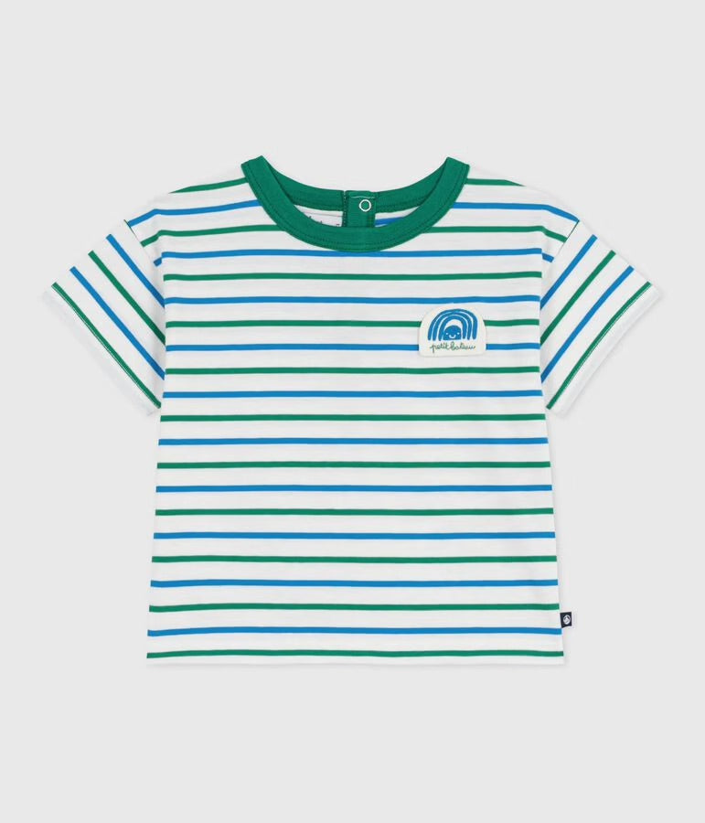 Petit Bateau - Tee-shirt bébé en coton manches courtes, rayé