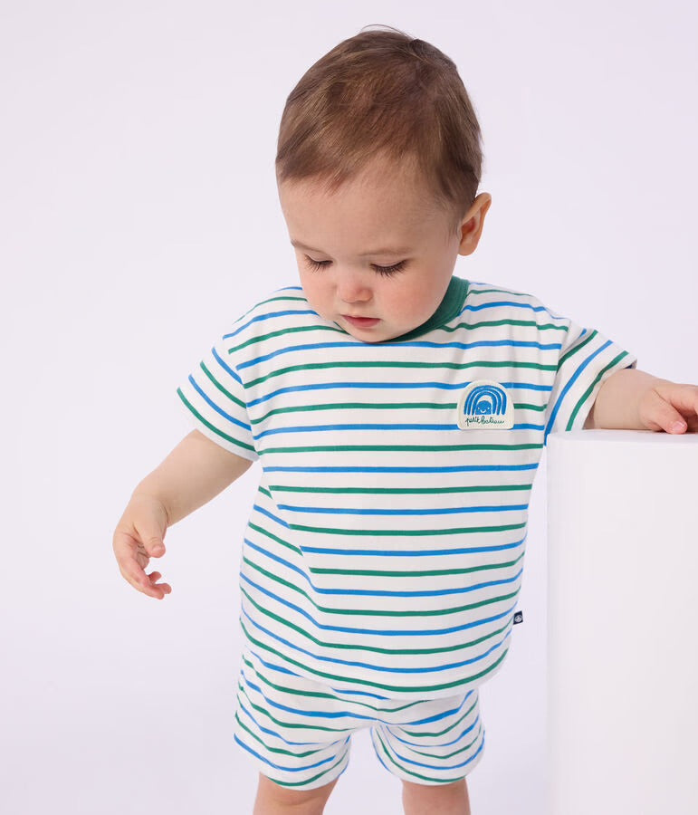 Petit Bateau - Tee-shirt bébé en coton manches courtes, rayé