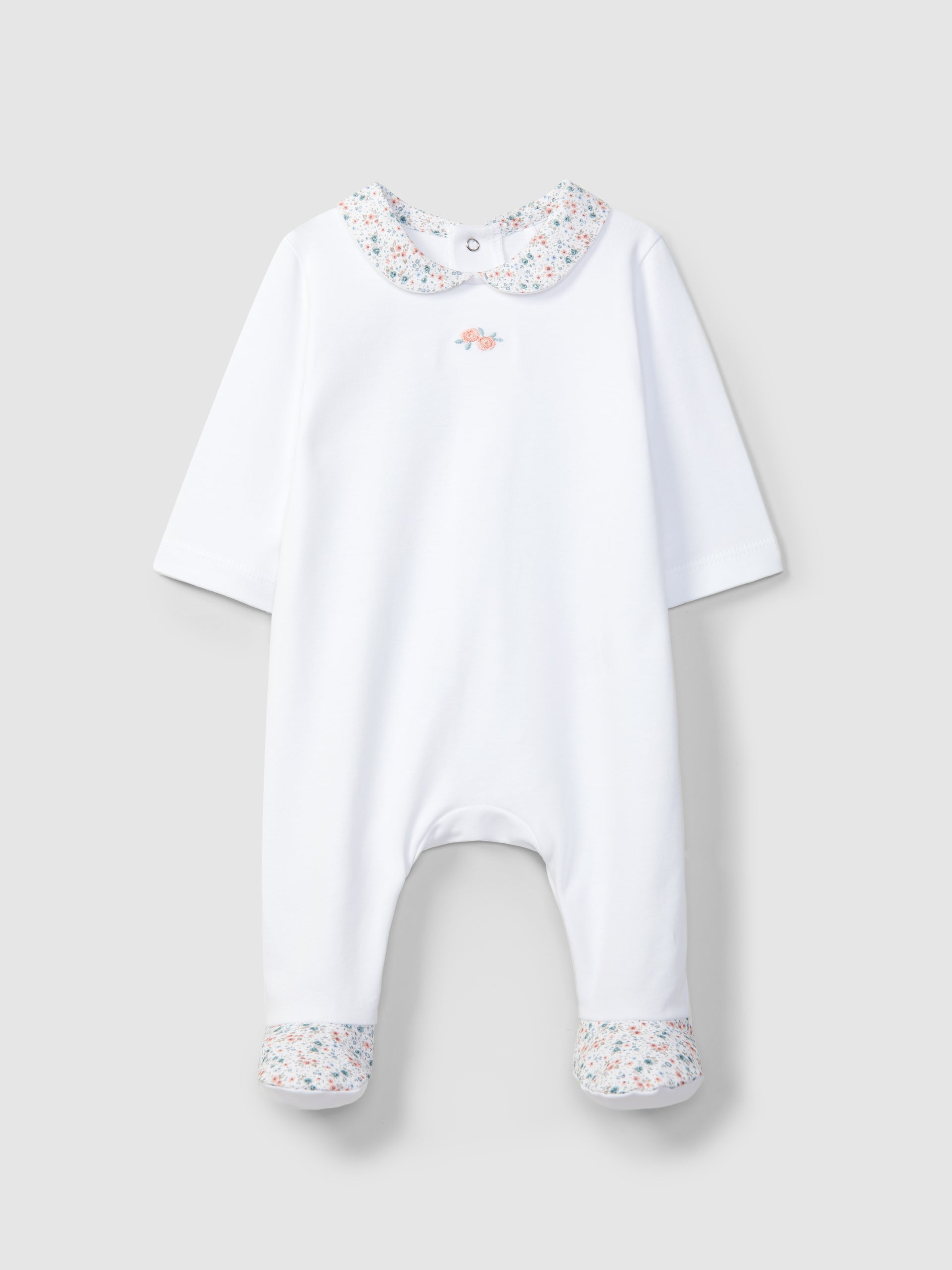 Laranjinha - Embroidered babygrow with printed fabric details